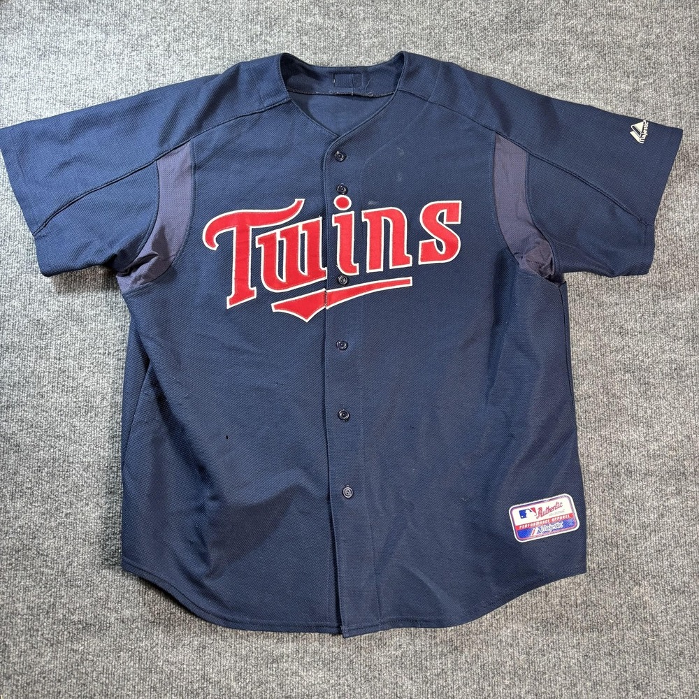 Minnesota Twins Jersey Mens XL Navy Blue MLB Baseball Majestic Authentic